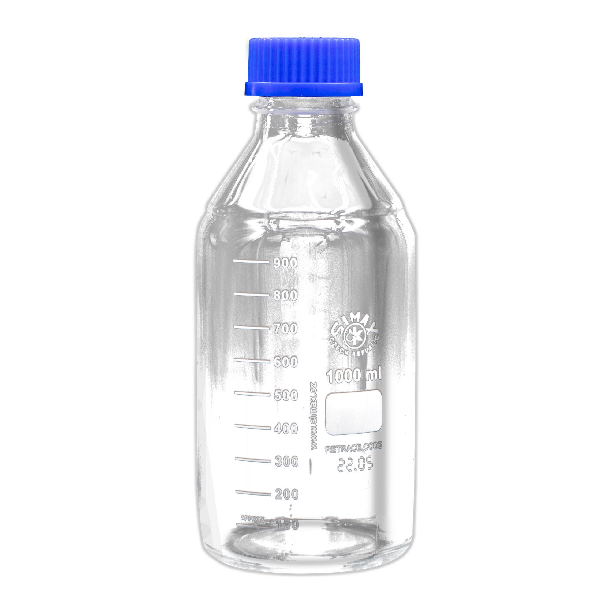 Gewindeflasche 1000ml mit Kappe, Borosilikat